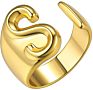 Flynee Jewelry Personalized Brass Gold Bold Initial Letter a to Z Open Alphabet Ring for Women