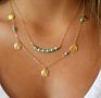 Multi Layer Gold Plated Long Bar Pendant Pearl Necklace for Women Jewelry