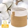 11X11X11 Cotton Rope round Organizer Baskets 3 Pack for Cube Organizer Shelf, Foldable, White & Jute