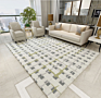 Cynthia Luxury Machine Made Grey and Blue Geometric Quatrefoil Design Modern Area Rugs for Living Room