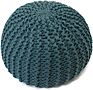 Knitted Cotton Pouffe Comfortable , round Ottoman Pouf with Difference Color