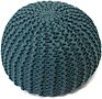 Knitted Cotton Pouffe Comfortable , round Ottoman Pouf with Difference Color