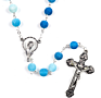 Blue Frosted Natural Stone Rosary Necklace 8Mm Rosary Zinc Alloy Cross Rosary Necklace