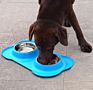Luxury Silicone Bone Shaped Pet Twins Double Stainless Steel Dog Melamine Bowl for Food Water