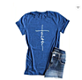 Women's Faith T-Shirt Casual Short Sleeve Side Button Letter Printed Cute Graphic Tee Shirts Tops