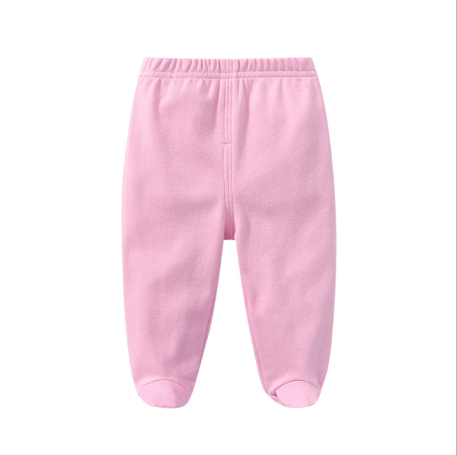 Pink Color Baby Legging 100% Cotton Feeted Pants with Customized Wear for 0-12M