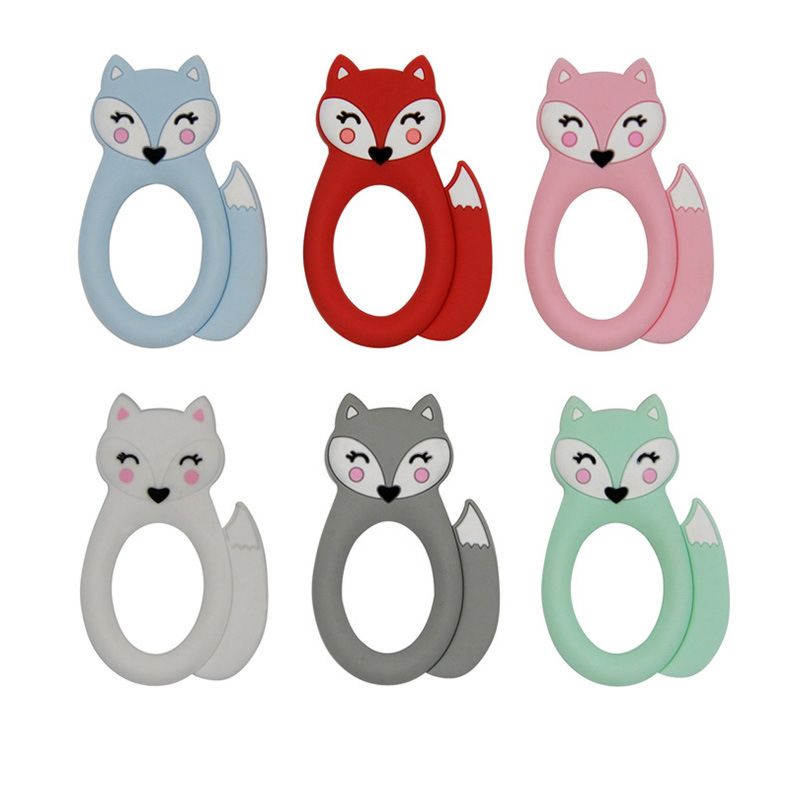 'S Popular Cartoon Animal Teether Silicone Fox Teether