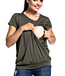 Women's Maternity Block Tops Short Sleeve T-Shirts Blouses for Breastfeeding Friendly