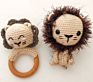 Wood Baby Teether Handmade Crochet Dog Rattle Wood Ring Baby Toys Animal Teething Toy Baby Wooden Teether