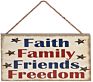 4Th of July Hanging Sign God Bless American Plaque Door Wall Decorations Independence Day Party Supplies