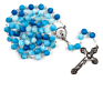 Blue Frosted Natural Stone Rosary Necklace 8Mm Rosary Zinc Alloy Cross Rosary Necklace