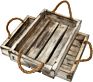 Country Rustic Wood Coffee Tray with Rope Handles/Breakfast Platters/Serving Trays Set of 2