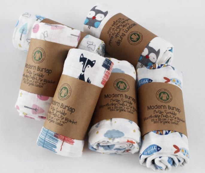 100% Certified Organic Muslin Baby Swaddle Bamboo Swaddle Baby Blankets