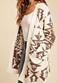 Rarewe Women Aztec Tribal Print Fuzzy Soft Cardigan Duster Customizable