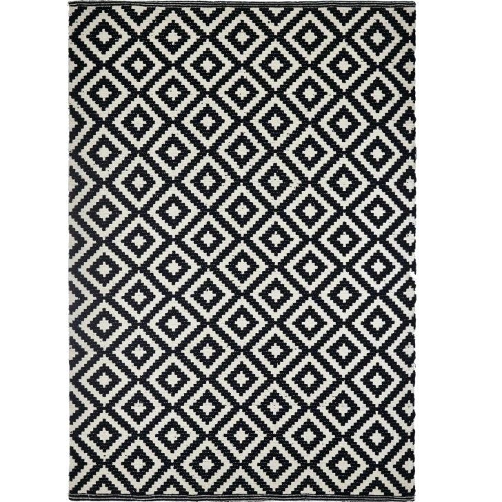 Area Rug Geometric Trellis Rugs Diamond Black White and Modern Carpet Runner Rug