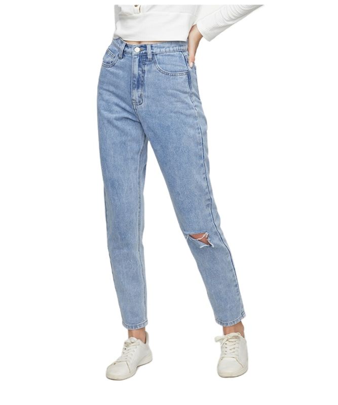 Classic High Waist Jeans Vintage Boyfriend plus Size Jeans for Women Ripped Denim Jeans