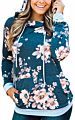 Women Hoodies Tops Floral Printed Long Sleeve Pocket Drawstring Sweatshirt with Pocket Jacket Hooded Tracksuit E0552