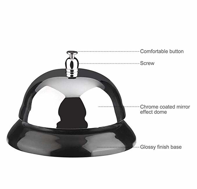 Manufacture Prices 65Mm round Shape Polished Aluminium Hotel Desk Bell