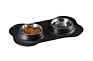 Luxury Silicone Bone Shaped Pet Twins Double Stainless Steel Dog Melamine Bowl for Food Water