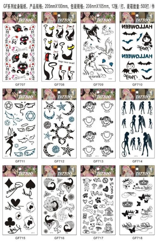 Non-Toxic Cute Black Cat Kids Design Tattoo Sticker Temporary
