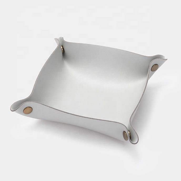 In Stock Folding Leather Valet Tray Pu Leather Organizer Tray with Small and Big Size