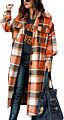 Women's Vintage Plaid Flannel Brushed Wool Blend Button down Shacket Shirts