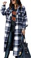 Women's Vintage Plaid Flannel Brushed Wool Blend Button down Shacket Shirts