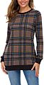 Women Plaid Top Stylish Long Sleeve Buffalo Plaid Blouse Top Casual Comfy Checkered Shirt Color Block Sweatshirt Dropshipping