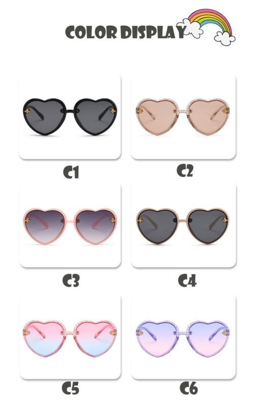 Dcoptical Heart Shaped Honeybee Bee Kids Sunglasses Trend Child Cute Sun Shades Comfortable Unisex Girls Sunglasses