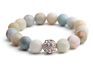 6/8/10Mm Raw Amazonite round Abacus Beads Stone Bracelet Gold Leaf Silver Cross Bracelet