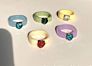 Colourful Transparent Resin Acrylic Rhinestone Geometric Square round Rings Set for Women Jewelry Travel Gifts