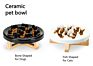 Design Ceramic Pet Slow Feeding Bowl Luxury Rounded Dog Bowl with Wooden Stand for Cat Dog