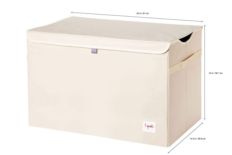 Anqi Lovely Kids Cuty Toy Chest with Fip-Top Lid Storage Trunk for Boys and Girls Room Animal Sewing Pattern Toy Organizer