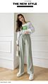 The Ice Silk Wide-Leg Pants High Waist Drape Loose Straight Leg Thinner Straps Mopping Pants