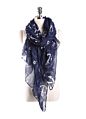 Vintage Style Scarves Navy Blue Cartoon Anchor Printed Young Women Cotton Shawls Scarf M Size