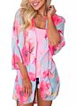 O51 Kimono Women Vintage Kimono Cardigan Casual Ladies Women Long Crochet Chiffon Kimono Loose Floral Printed Blouse Tops