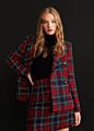 Buttons Tweed Women Ladies Plaid Blazers