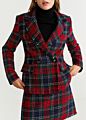 Buttons Tweed Women Ladies Plaid Blazers