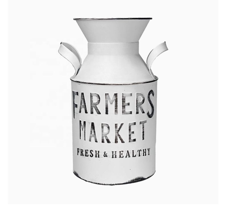 Galvanized Flower Pot Rustic Vintage Jug Galvanized Milk Can Shabby Chic Flower Bucket Farmhouse Decorative Pitcher