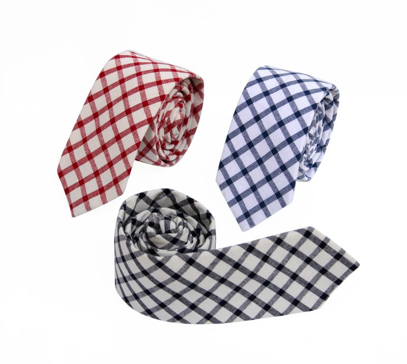 Ready in Stock Ties for Men Solid Color Necktie Checkered Pattern to Mach to Shirts Cotton Linen Necktie