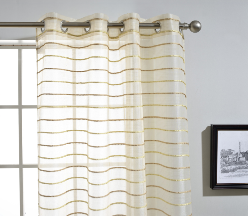 Small Quantity Order Gold Striped Window Curtain Panels
