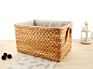 Straw Corn Husk Braided Storage Rectangular Basket and Handle Box