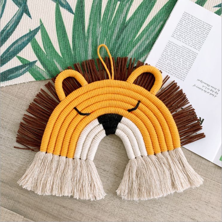 Handmade Reindeer Lion Shape Woven 100% Cotton Macramer Wall Decor Kids Room Decoration