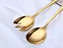 2Pcs Wholesales Creative Gold Stainless Steel Unique Serving Spoon Fork Scoop Salad Tableware Sets