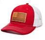 American Flag Genuine Leather Patch Mesh Back Trucker Hat - Adjustable Snapback Baseball Cap for Men & Women