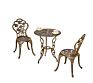 Die Cast Aluminum Table Chair Group in Brown/White 6-Colors Available Outdoor Balcony Furniture Rose Flower Design