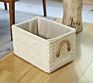 Straw Corn Husk Braided Storage Rectangular Basket and Handle Box