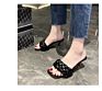 Women's Weave Pumps External Wear High Heels Ladies Solid Color Open Toe Square Women's Head Slippers