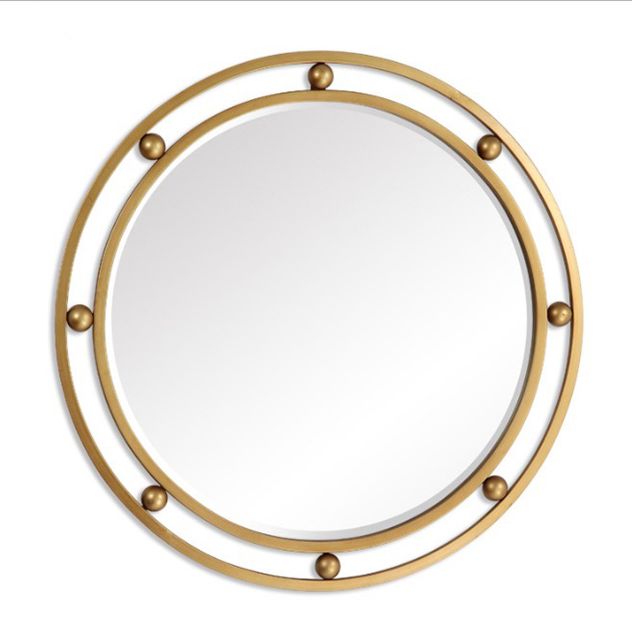 27 "Double round Metal Frame Wall Decorative Mirror, Gold for the Bedroom, Bathroom, Living Room Entrance