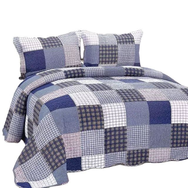 3 Pcs Machine Washable Printing Cotton Quilts Bedding Sets Quilt with Queen King Different Sizes